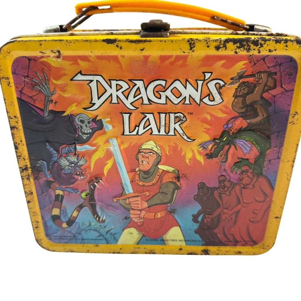 Vintage 1983 Dragon's Lair Aladdin Metal Lunch Box Don Bluth Arcade Game Retro